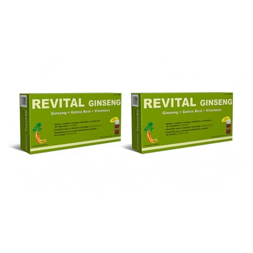 Revital Ginseng 20 Viales - Pack de 2 Unidades - Con Ginseng, Jalea Real y Vitaminas - Ayuda a Mantener la Energía, Vitalidad y Resistencia del Organismo