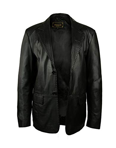 Zerimar Chaqueta Casual Hombre | Cazadora Piel | Chaqueta Casual Piel | Cazadora para Hombre | Chaqueta Elegante | Color Negro | Talla XS