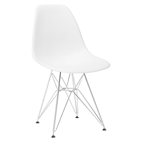 Poly and Bark Modern Mid-Century Dining Padget Side Chair for Dining room, Living room, Kitchen and Patio, White