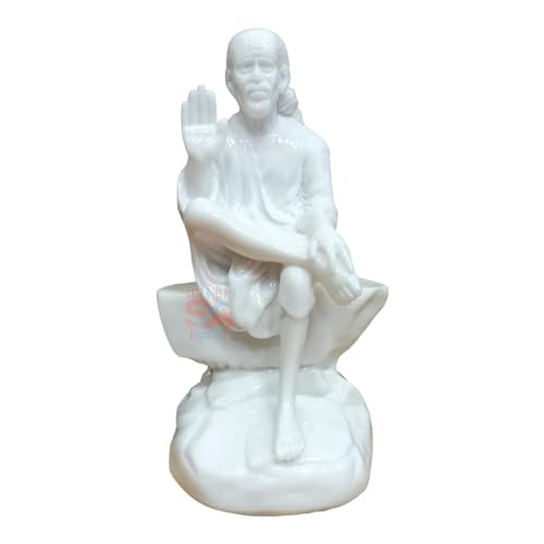 Sai Amrut Italian Marble Dust Ashirwad Hand Sai Baba Idol/Murti for Home and Office Decor/Used in Pooja/Mandir (7.5 inch), Idol
