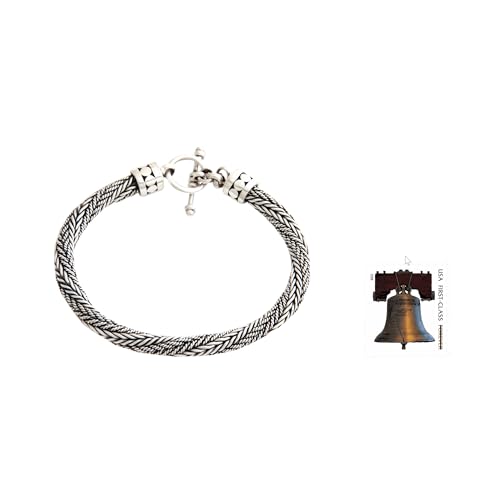 NOVICA Artisan Handmade Men's Sterling Silver Chain Bracelet No Stone Indonesia Balinese Traditional Modern [8.75 in L x 0.2 in W] ' Currents'3