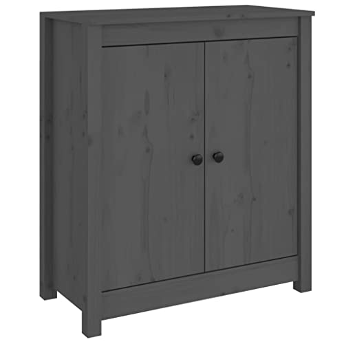 vidaXL Buffet Armoire de Rangement Meuble de Rangement Armoire Latérale Salle de Séjour Salon Intérieur Gris 70x35x80 cm Bois Massif de Pin