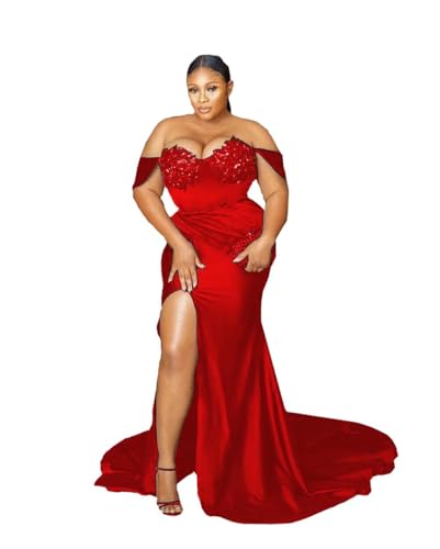 Plus Size Evening Special Occasion Dresses Womens Off Shoulder Split Formal Dress 2025