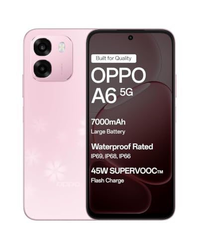 Image of OPPO A6 5G Smartphone, 6.7-inch Screen 120Hz, 7000mAh Battery, 45W SUPERVOOCTM Fast Charge, 8MP Front Camera & 50MP Main Rear Camera, Dimensity 6300 Processor, IP69,Ice White:6GB RAM+128G Storage