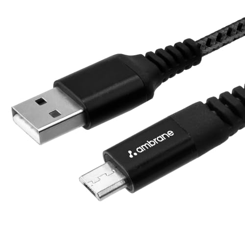 Ambrane Micro USB Cable 3A Fast Charging 1M Braided Cable for Smartphones, Tablets, Laptops & other Micro USB devices, 480Mbps Data Sync, Quick Charge