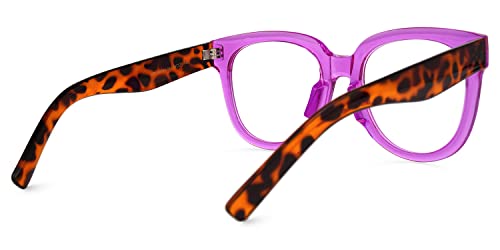 Image of Zeelool Unisex Retro Oversized Square Blue Light Blocking Glasses Harrell ZOP049594-05 Purple