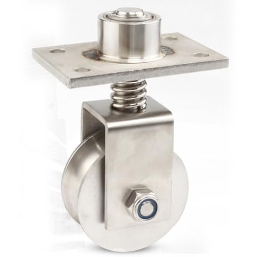 IMUNKT Roue pour Portail Coulissant, roulettes en Acier avec Rainure en V, Roue De Portail À Ressort, Hauteur Télescopique 20mm, pour Porte D'usine, Capacité De Charge 250kg(U-Shaped)