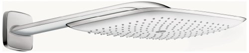 hansgrohe PuraVida 15-inch Showerhead Premium Modern 1-Spray RainAir XL Air Infusion with Airpower with QuickClean in White/Chrome, 27437401