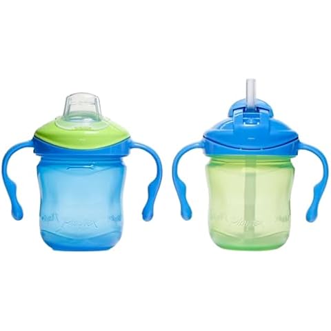 Playtex Baby Sipsters Stage 1, Straw and Soft Spout, Trainer Starter Kit - Blue & Green, 2 Count Cover