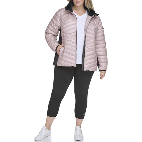Calvin Klein Women's Scuba Sleeve Hooded Diamond Waist Jacket Puf...