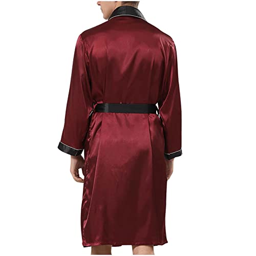 Mens Robes Lightweight Silk Mid-Length House Robes With Pockets Big and Tall Loungewear Long Pajama Robe Shorts4