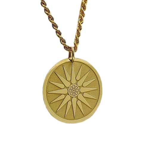 Collier en argent sterling 925 anti-ternissement avec son grand pendentif soleil de Vergina