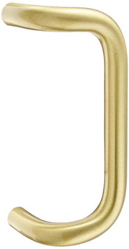 Rockwood BF157A.4 Brass 90-Degree Offset Door Pull, 1" Diameter x 9" Center-to-Center, Through Bolt Mounting for 1-3/4" Door, Satin Clear Coated Finish