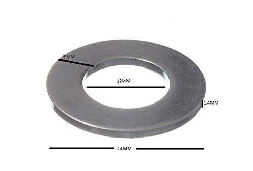 Lot de 500 rondelles plates en acier plaqué zinc résistant aux intempéries trou M12