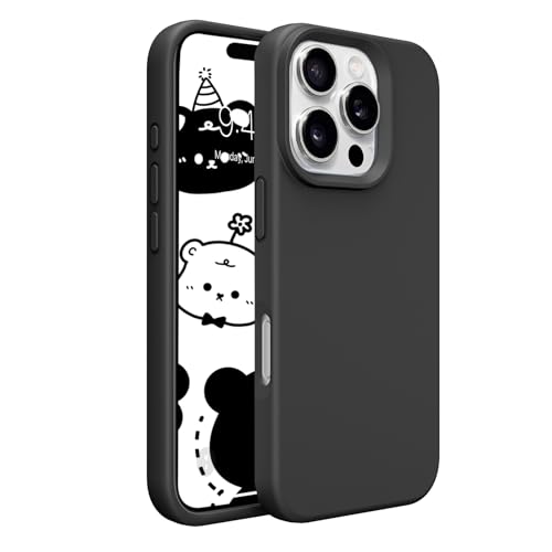Image of iPhone 16 Pro Case Silicone,Soft Microfiber Lining(Black)