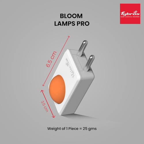 Image of FYBROS Bloom Pro LED Night Lamp | 0.5W | Orange Light | Indirect Lighting | 2-Pin Plug | Energy Efficient | Low Power Consumption | Ideal for Bedroom, Kids Room, Hallway | Pack of 1