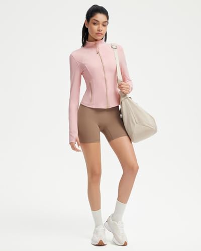 Image of SUUKSESS Women Golden Full Zip Up Workout Cropped Jackets Lightweight Athletic Yoga Tops