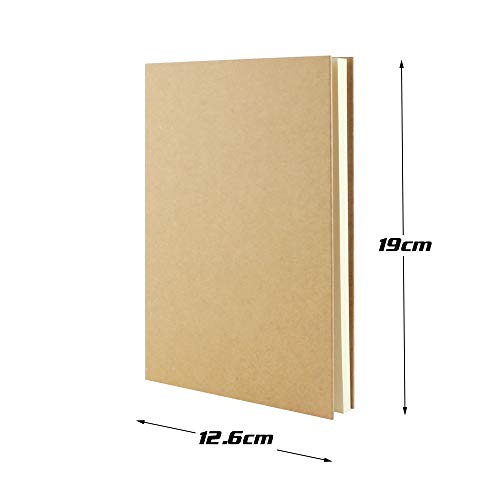 Pralb 4Pack Kraft Cover Blank 100g Full Wood Paper Sketch Book,A5 Size,130x190mm,120 sheets/240 Pages Ideal for Drawing & Sketching,350gsm Kraft Paper Cover