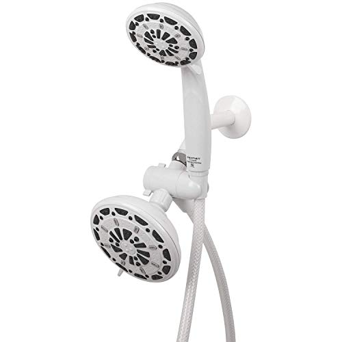 Regadera blanca fija con cabezal portátil 4.5 pulg