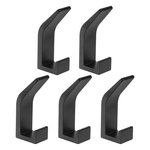 GALPADA 5 Ganchos de Aluminio Negro para Pared, Colgadores de Montaje en Pared Resistentes Oxidación, Ideales para Baño, Dormitorio y Cocina, Soporte Multiusos para Toallas, Abrigos