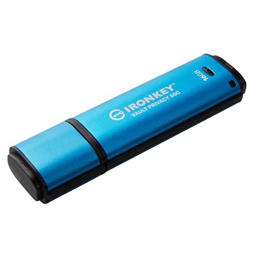 Image of Kingston Ironkey Vault Privacy 50 USB-C 16GB Flash Drive | FIPS 197 Certified | XTS-AES 256-bit | BadUSB and Brute Force Protection | Mult-Password Option | IKVP50C /16GB | Fips 197 Xts-Aes 256-Bit Encryption, Badusb and Brute-Force Protection, Multi-Password Recovery, IPX8