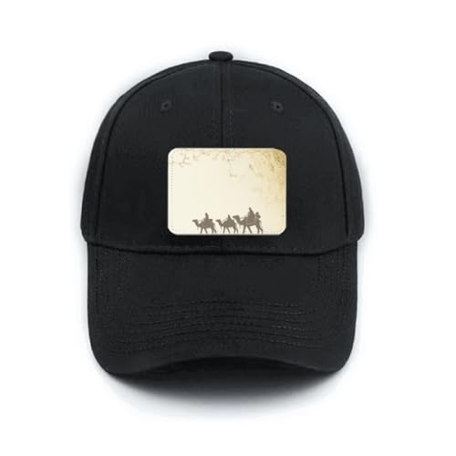 Casquette de baseball noire en soie réglable motif carte routière chinoise camel