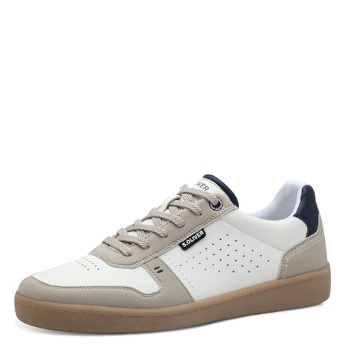 s.Oliver Herren Sneaker flach Low Top Vegan, Weiß (White), 44 EU
