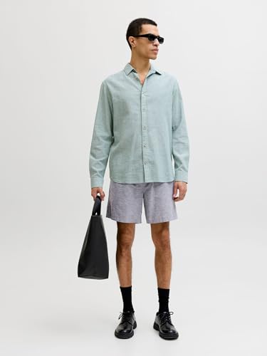 JACK & JONES Herren JPSTJAIDEN JJSUMMER Linen Blend Short SN, 12248629,Faded Denim/Detail:Melange,S – Ansicht 6