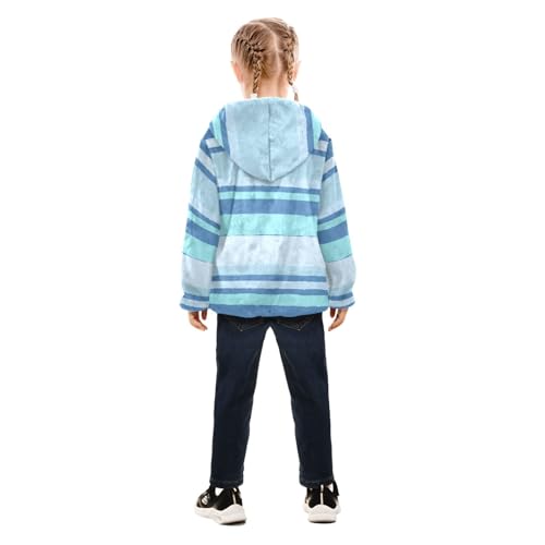 GuoChe Stripes Blue Big Girls Jackets With Sherpa Lining4
