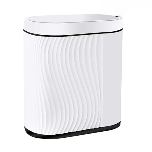 Consejos para Comprar Cubos de basura para baño los 10 mejores. 47 Botes de Basura,8L Cubo De Basura Automático Con Sensor Para Baño,Cubo de Basura de Plástico,Botes de Basura Inteligente,inteligente con tapa,para Inodoro (Blanco con borde...