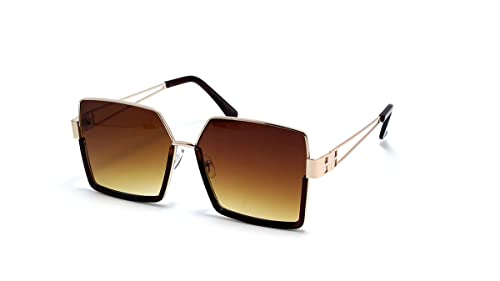 Óculos De Sol Feminino Quadrado Celebridades Proteção Uv 400 A-2083 (Marrom-Café)