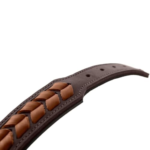HUNTER EL Paso Hundehalsband mit robustem, geschmeidigem Rindsleder, handgeflochten Farbe Dunkelbraun/schwarz, Größe L