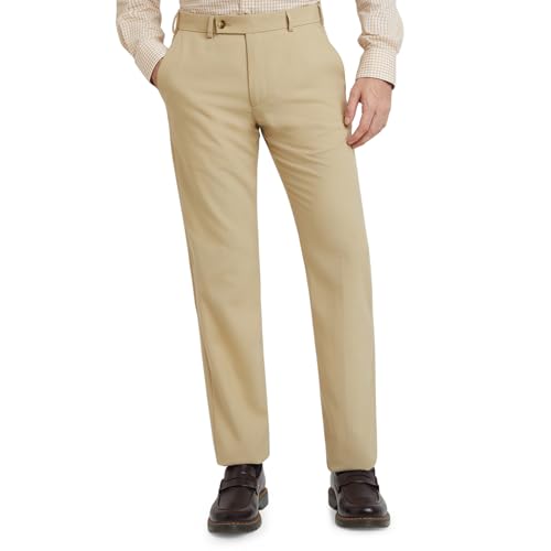 Image of Park Avenue Men's Regular Fit Mid Rise Solid Pattern Poly Viscose Blend Flat Front Formal Trouser