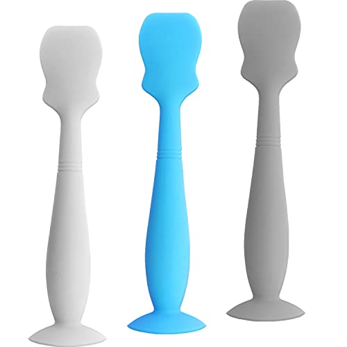 Image of Baby Diaper Cream Spatula Applicator, 3 Pack Butt Paste Spatula Diaper Cream Brush for Baby, Soft Silicone Diaper Rash Cream Brush Butt Spatula,Large Size (Blue,Grey,White)