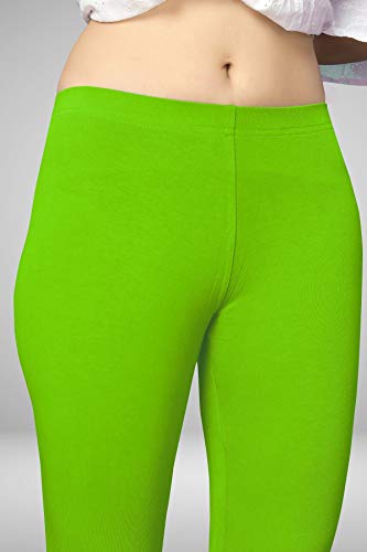 Image of Women's Cotton Skinny Leggings with Ankle Length Solid Pattern Mid Rise and Elastic Closure | Cotton Skinny Leggings for Womens
