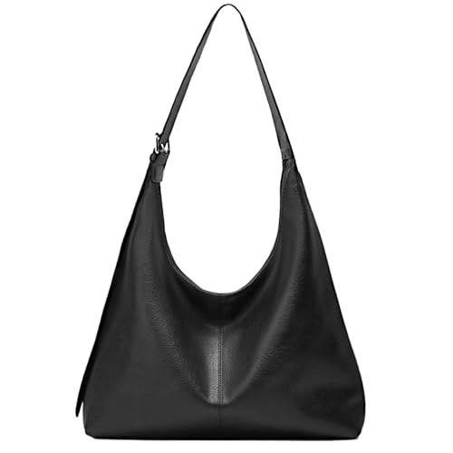 CHICGLOW Women's Soft Leather Hobo Bag - Slouchy Shoulder Tote with Small Pouch for Travel