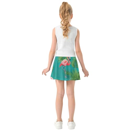 Joisal Athletic Shorts Girls Skorts Pink Flamingo Tropical Palm Teal Tennis Skirts for Kids Navy Flowy Skort 3t4