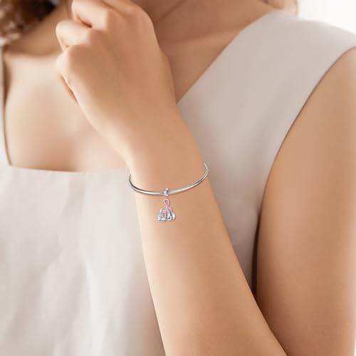 Breast Cancer/Cross/Butterfly Charms 925 Sterling Silver Charm for Bracelets Awareness Religious Animal Jewelry Mothers Gifts for Women Mom Grandma3