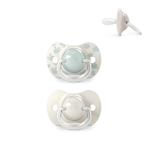 Suavinex, Pack de 2 Chupetes para Bebés 6/18 Meses, con Tetina Fisiológica de Silicona SX Pro Simétrica, Plana y Flexible, Respeta el Desarrollo Bucodental, Birdies Verde