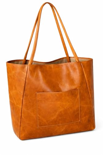 Grand sac fourre-tout en cuir véritable chic pour le bureau