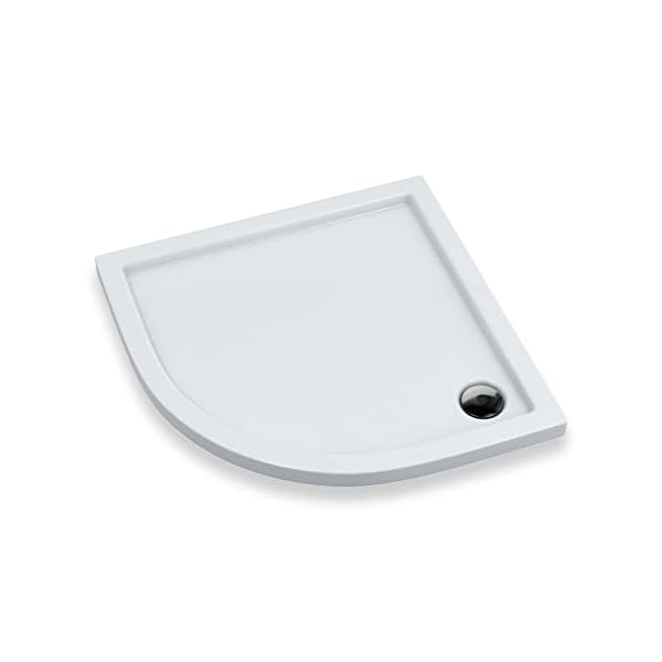 KOLMAN Duschwanne 90x90 cm Viertelkreis, Weiß, Acryl, Flach, Glatt, Ablaufgarnitur Ø 90 mm, Design-Duschtasse Halbrund Caspar – Bild 3