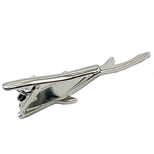 Shark Tie Clip,Meshow Men's 2.75 Inches Metal Shark Tie Clip Bar With Gift Bag,Perfet For Regular Tie For Men Novelty 316L Stainless Steel Tie Clip Bar Pin (Silver Shark) #TOP1