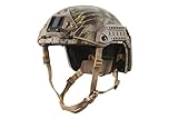 Lancer Tactical Medium - Large Industrial ABS Plastic Constructed Maritime Helmet Adjustable Crown 20mm Side Rail Adapter Padding Stickers NVG Shroud Bungee Retention Goggle Clip (Highlander)