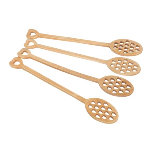 GRIRIW 4pcs Honey Stick Honey Mixing Spoons Honey Mixing Stick Mini Multi Tool Honey Spoons Honey Wand Honey Stirring Mini Syrup Mini Honey Mini Whisk Honey Stirrer Stick Hive Tool Wooden