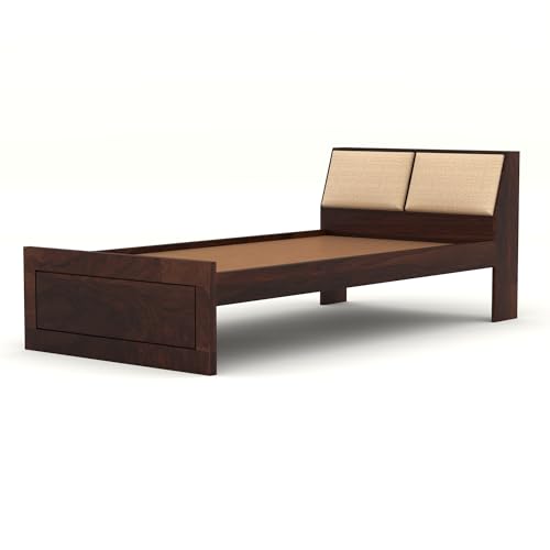 Image of Solid Sheesham Wooden Bed 6X4 Bed Single Bed Without Storage for Bedroom - Single Cot Wooden BedSingle Size for Living Room Guest Room - 12 Month Warranty (John Walnut)