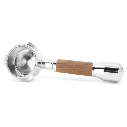 Comunità 54mm Bottomless Portafilter with Filter Basket | Replaces Breville Portafilter | 100% Natural Walnut + Stainless Steel | Bottomless Portafilter 54mm Breville | 54mm Portafilter for Breville 