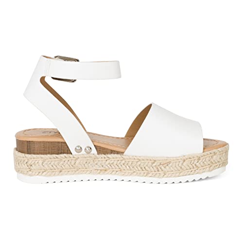 STYLISH S Gloria-IIS ~ Girls Single Band Open Toe Platform Wedge Espadrille Studded Sandals Adjustable Ankle Buckle3