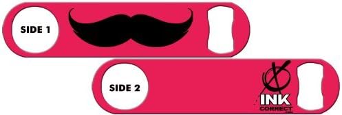 Bartender Bottle Opener: Mustache Plain 1 - Hot Pink