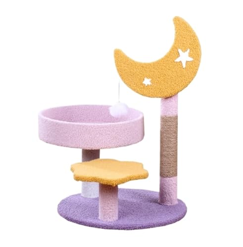 キャットクライミングフレーム モダンなキャットツリータワー 屋内猫用 星と月のキャットツリー 天然サイザル傷ポスト付き 室内用キャットツリー