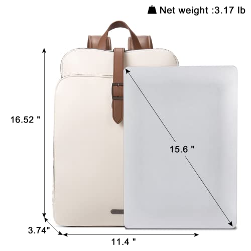 Image of CLUCI Leather Backpack for Women, 15.6 inch Laptop Bag, Large Genuine Work Backpack Travel Back